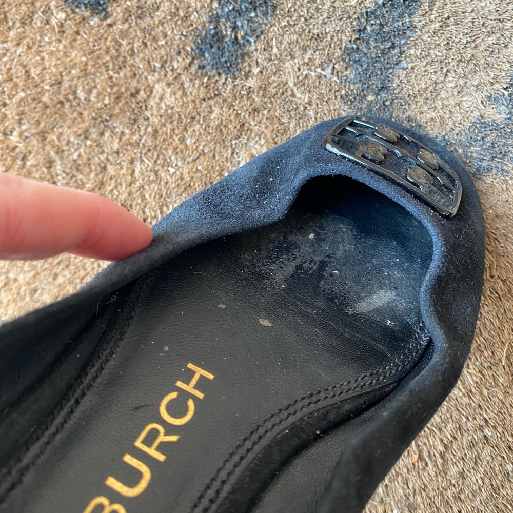 TORY BURCH Georgia Ballet Flat in Black Suede & Leather Sole Women’s Sz 6.5 - Picture 6 of 9